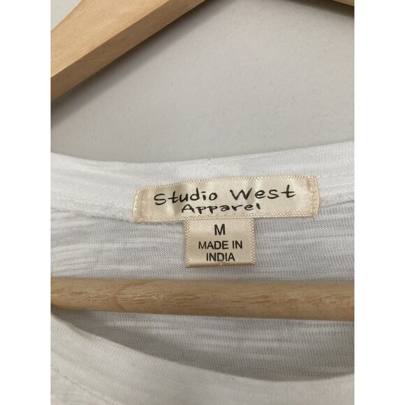 Studio West Bandana Sleeve White Tshirt Top Blouse White Size Medium - Picture 2 of 5